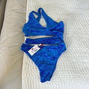 Solid and Striped Cut-out One Piece NWT